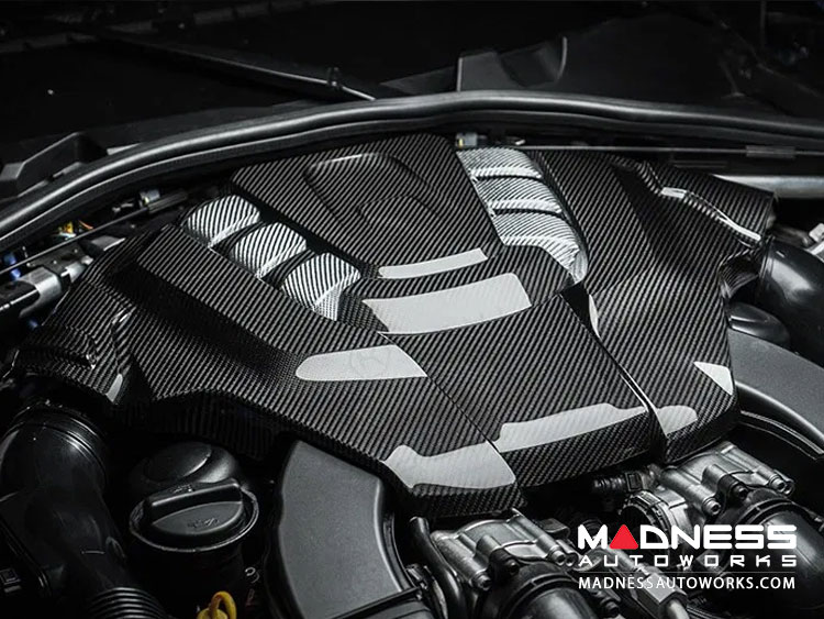 Maserati Grecale Engine Cover - Carbon Fiber - White Candy Accents